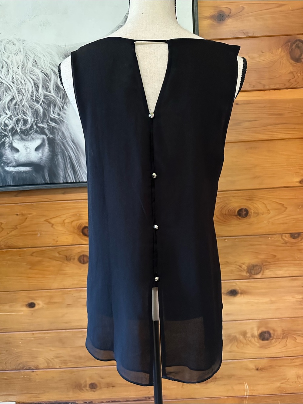 Mine Black Sleeveless Button-Back Blouse